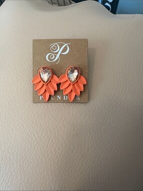 Plunder Orange Teardrop Floral Statement Earrings